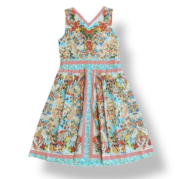 Talbots Italian Villa Bistro Sleeveless Midi Sun Dress Size 8 Resort, Casual - Picture 5 of 9